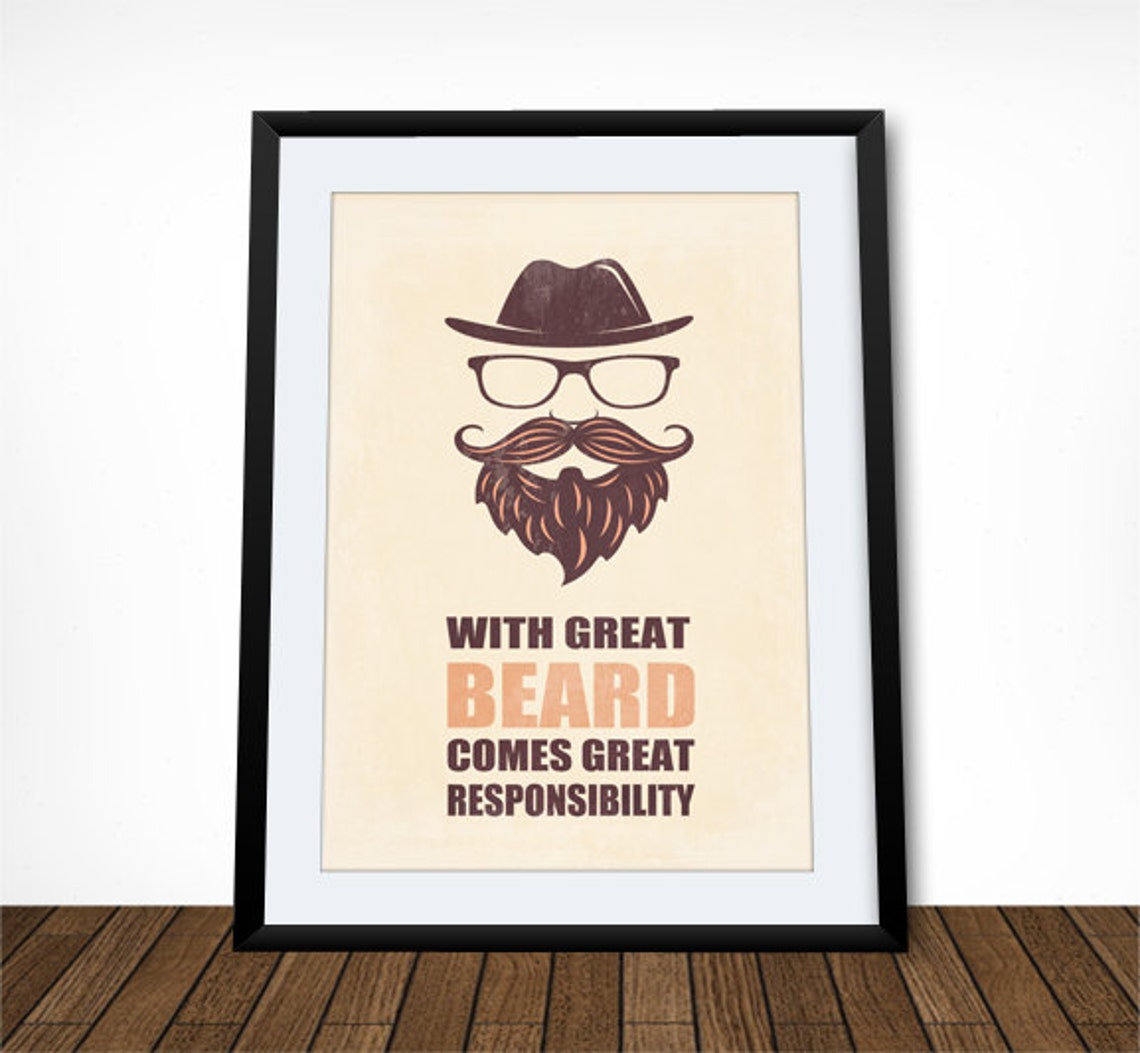With Great Beard Comes Great Responsibility Hipster Poster Art - Image 2