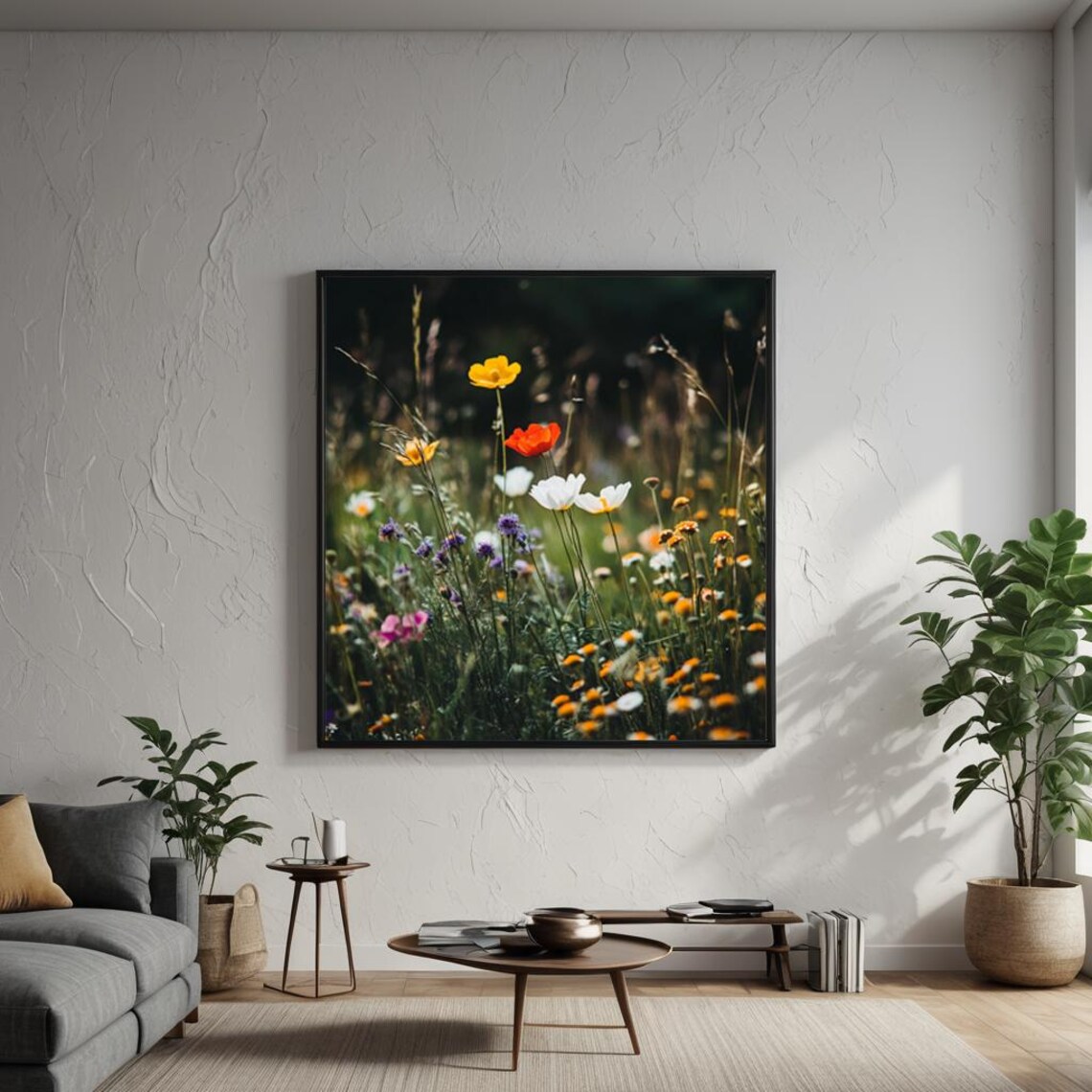 Colorful Wildflower Meadow Poppies Daisies Photography Poster - Image 3