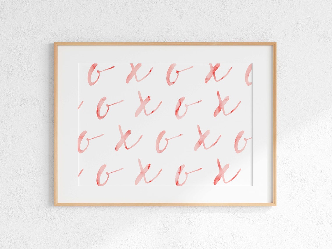 XOXO Pink Watercolor Script Pattern Valentine Sweetheart Poster - Image 2