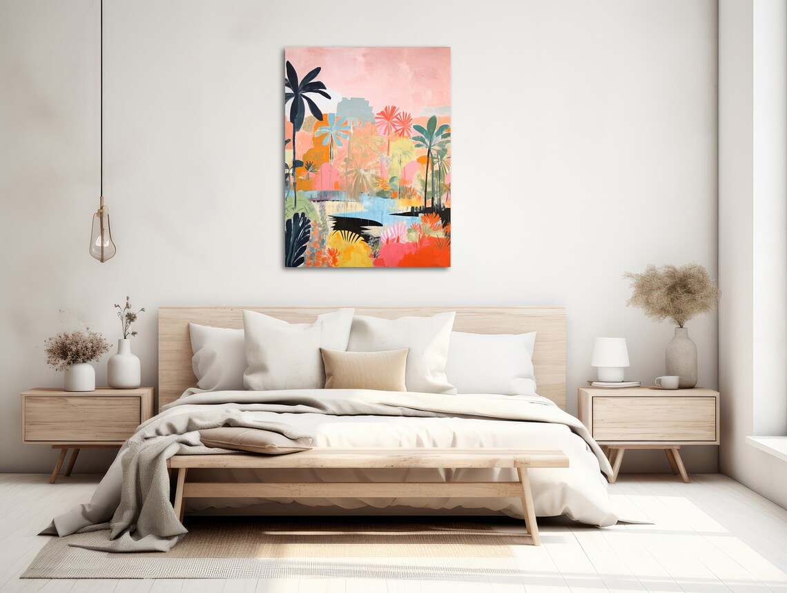 Secret Lagoon Tropical Pastel Abstract Landscape Art Print - Image 2