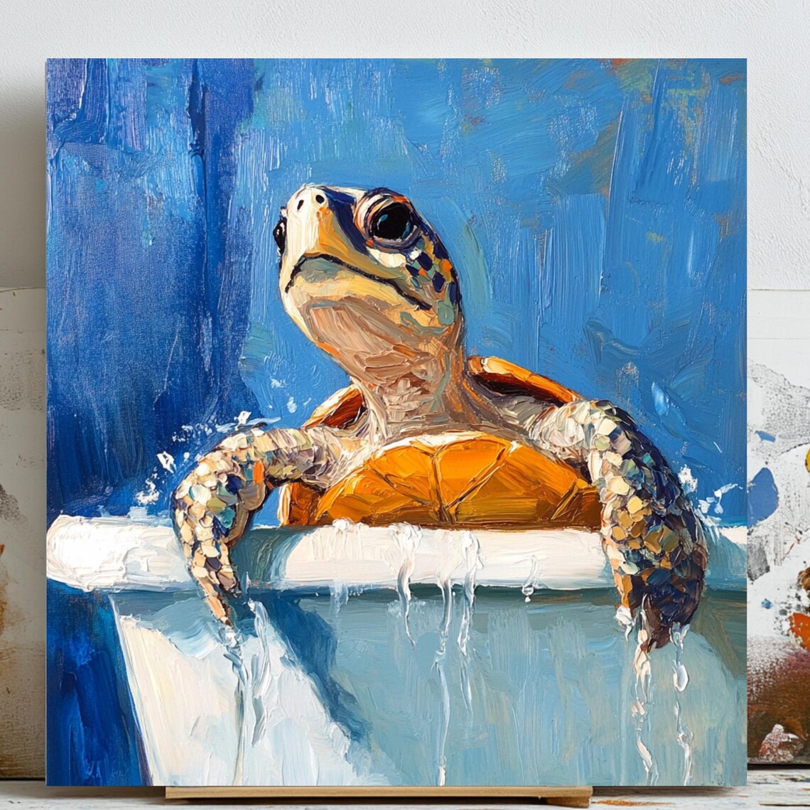 Turtle In Bathtub Poster, Bathroom Wall Art