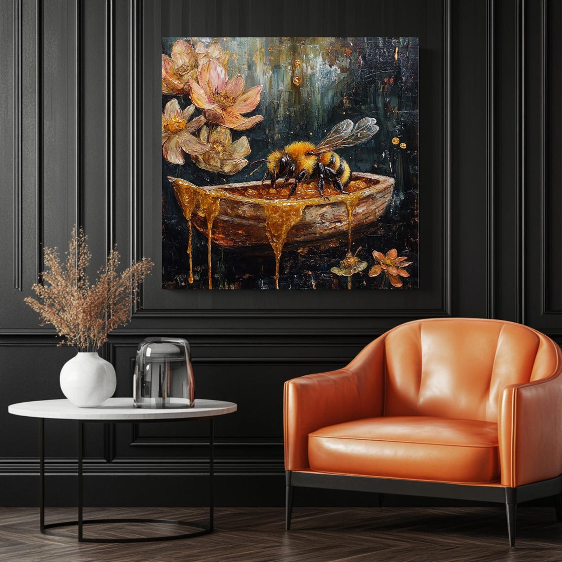 Honey Bee Floral, Boho Nature Poster Print - Image 3