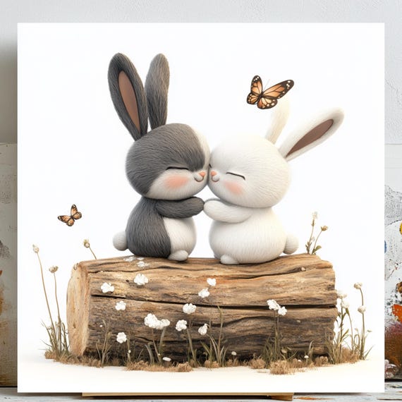 Love Bunny, Romantic Nursery Decor Art Print