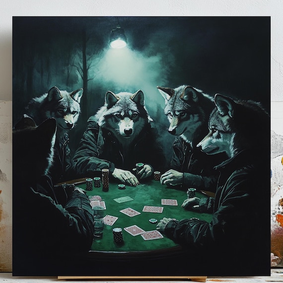 Wolf Playing Cards, Rustic Game Room Art