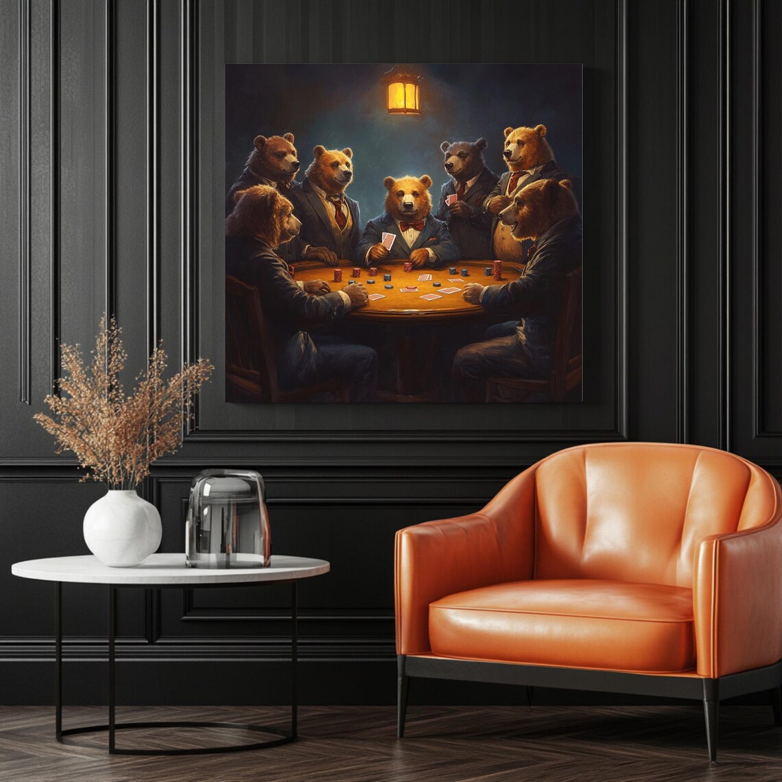 Bear Poker Night, Modern Animal Decor - Image 3