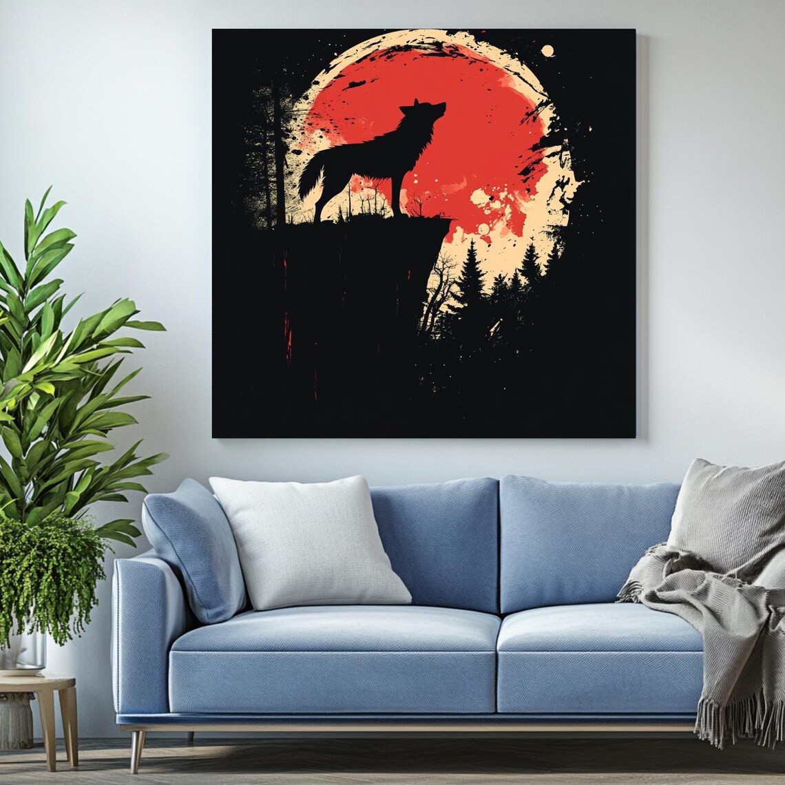 Howling Wolf, Modern Animal Decor Poster - Image 2