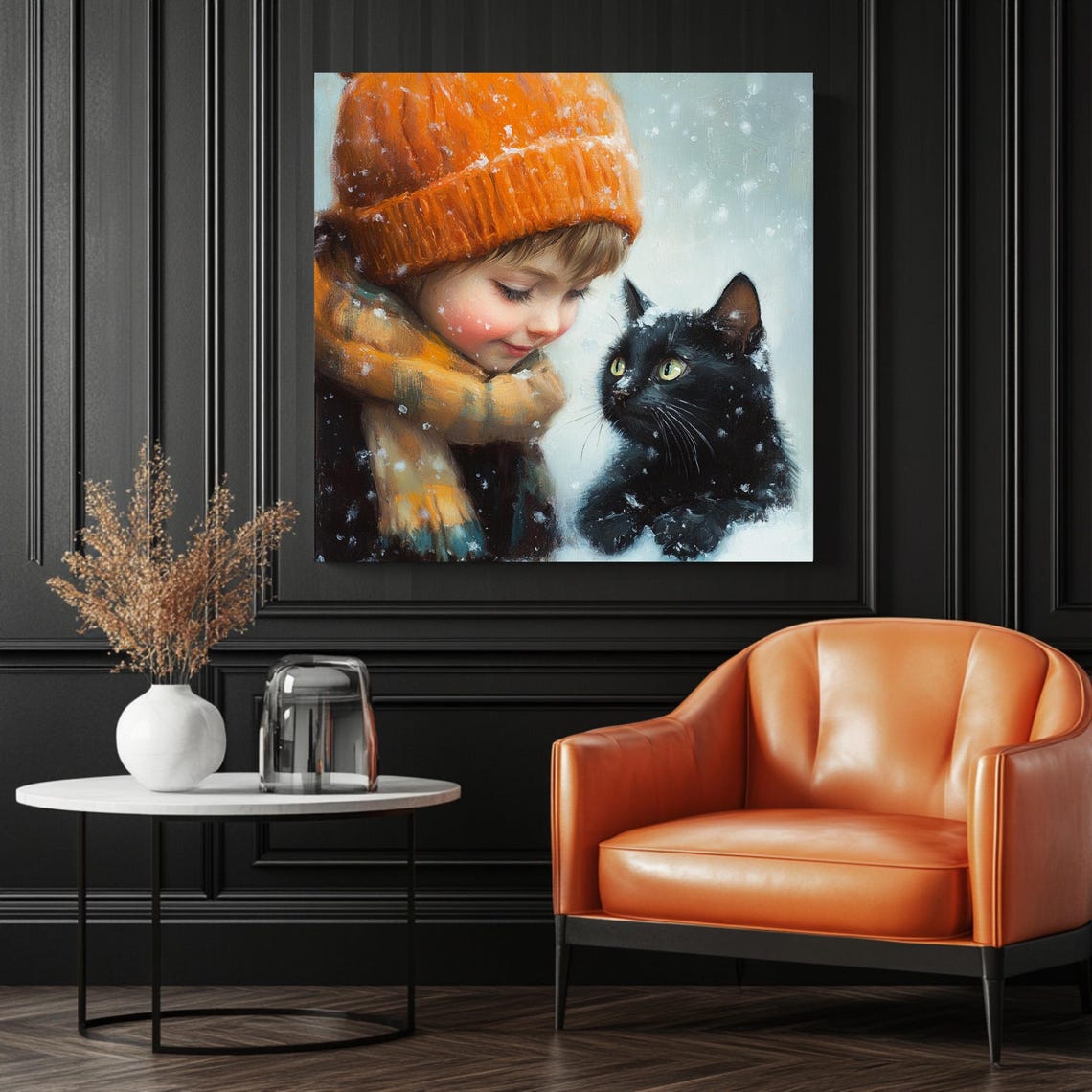 Cat And Girl Art Print, Girls Room Decor - Image 3