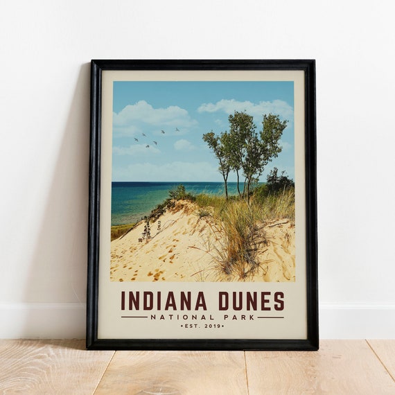 Indiana Dunes National Park Poster Minimalist Print Vintage Art For Camping Decor