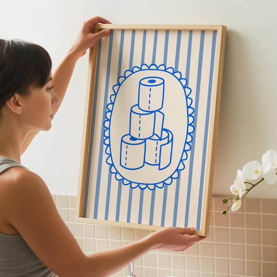 Toilet Paper Wc Bathroom Fun Sign, Poster Art