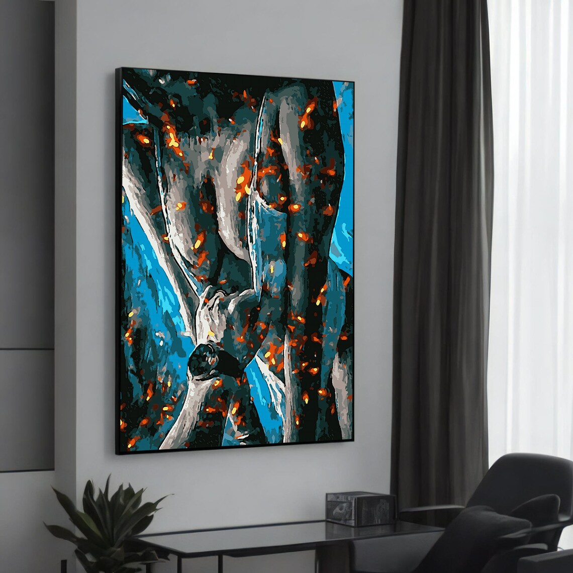 Passionate Abstract Erotic Nude Art, Modern Home Decor