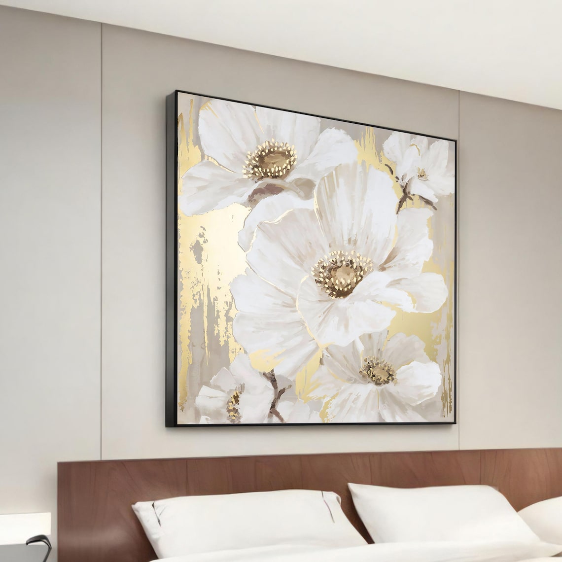 Charming White And Gold Flower Art Print