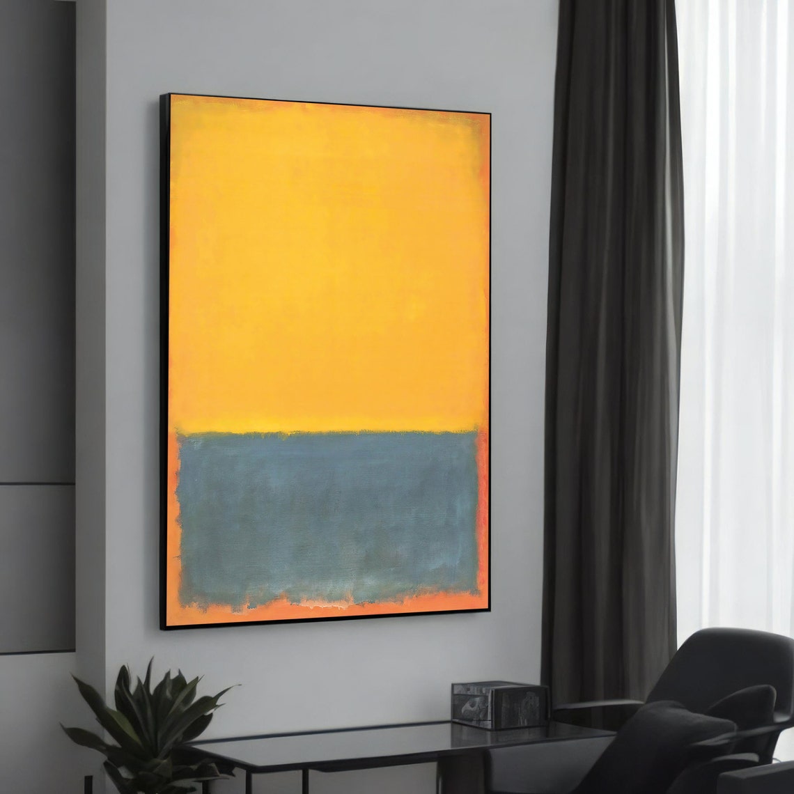 Rothko Style Yellow Blue Color Field Abstract Canvas Art Poster