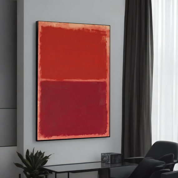 Mark Rothko Vibrant Red Abstract Canvas Painting Modern Art For Living Room Bold Wall Decor Gift