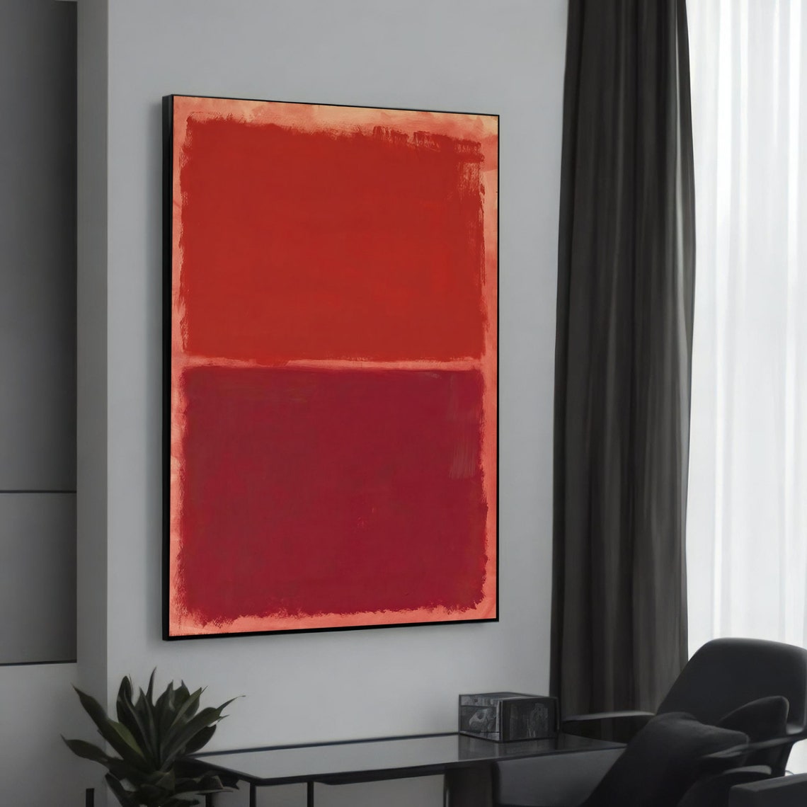 Rothko Style Vibrant Red Color Field Abstract Canvas Art Poster