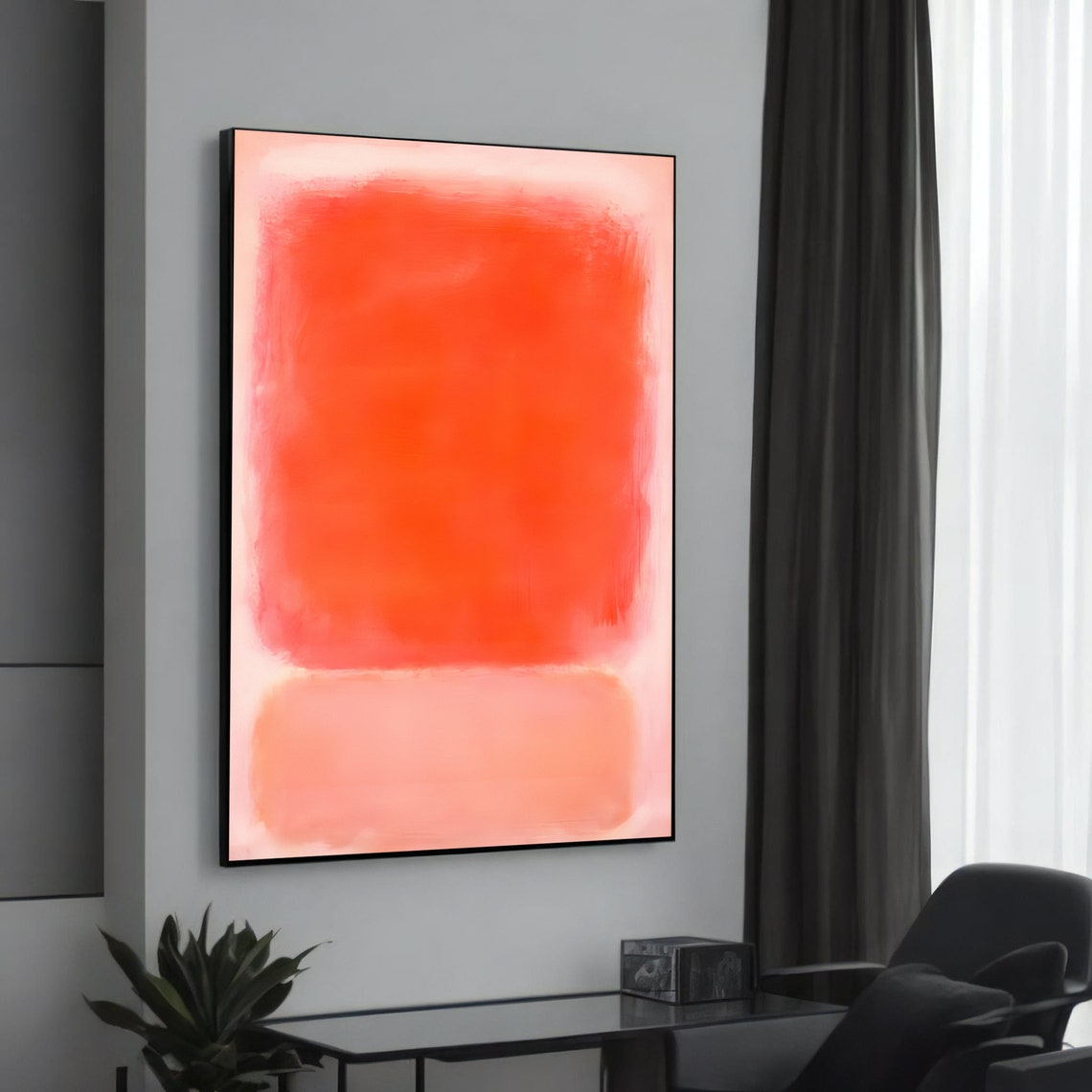 Rothko Style Bright Red Pink Color Field Abstract Art Poster