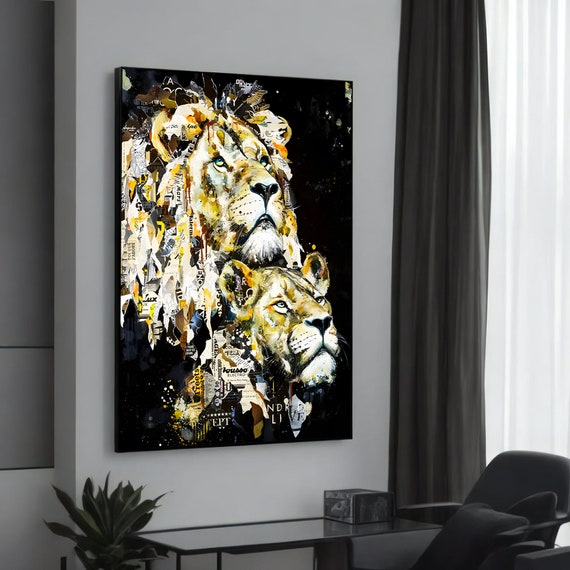 Majestic Lion Couple Art Print, Wildlife Lovers
