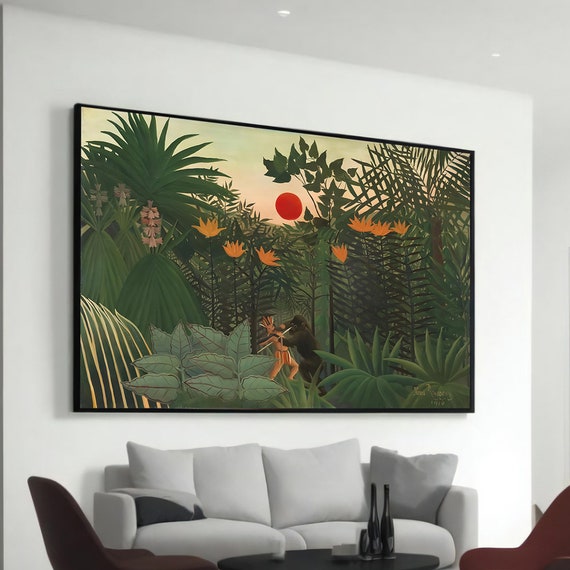 Henri Rousseau The Hungry Lion Throws Itself On Antelope Reproduction Handpainted Canvas Unique Art For Home Decor Gift Lovers