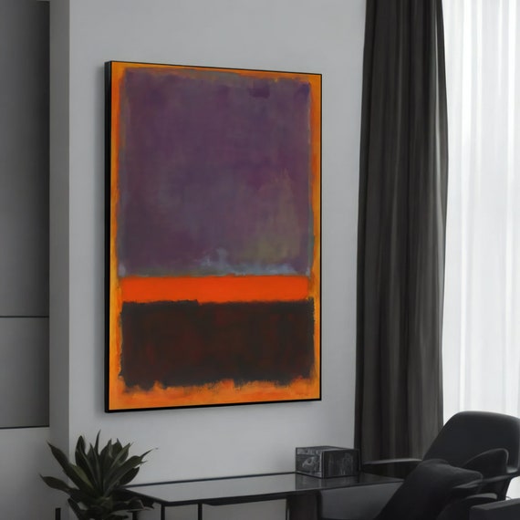 Moody Purple And Orange Abstract Canvas Painting By Mark Rothko Modern Art For Home Decor Large Wall Unique Gift