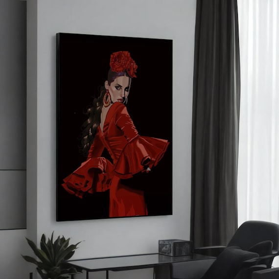 Elegant Flamenco Dancer Art Print, Spanish Dance