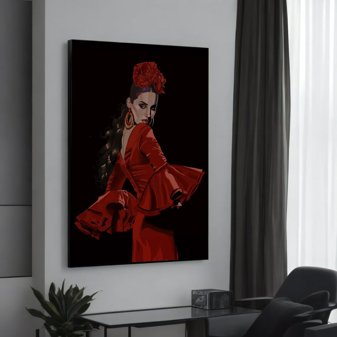 Elegant Flamenco Dancer Art Print, Spanish Dance