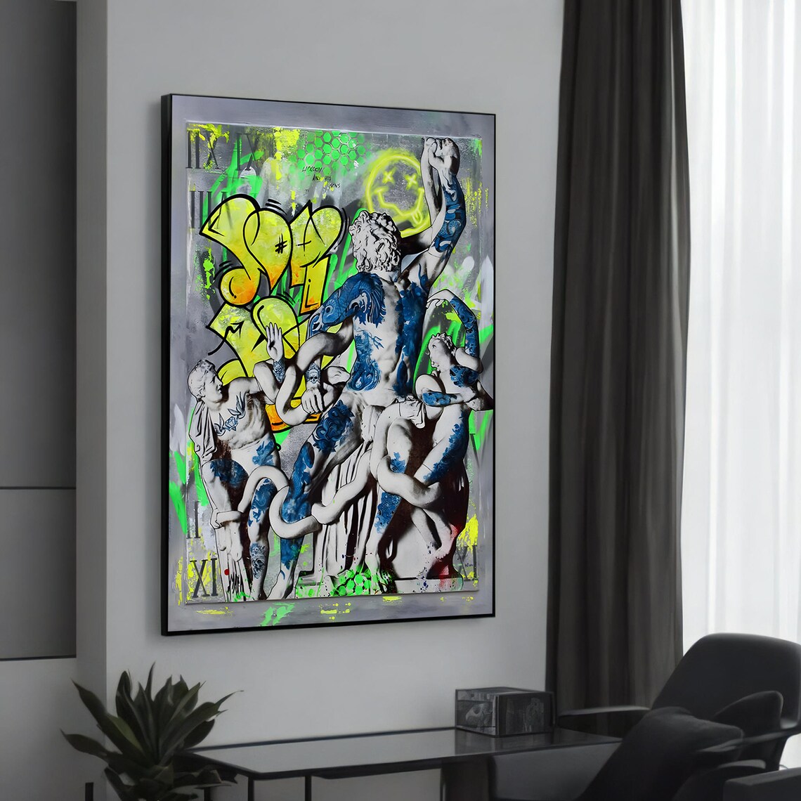 Graffiti On Classical Sculpture Poster, Urban Painting