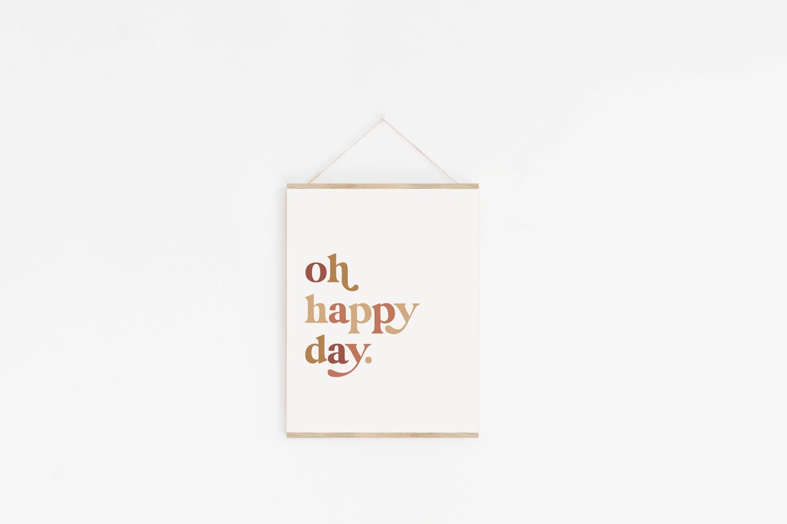 Oh Happy Day Rust Orange Multicolored Retro Typography Poster - Image 2
