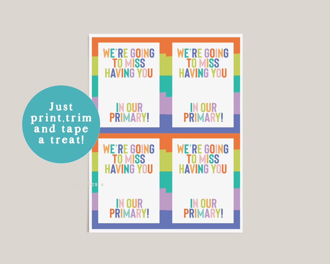 We're Going To Miss You Primary Goodbye Treat Card Keepsake Poster - Image 2