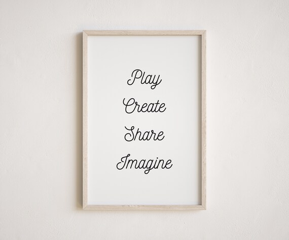 Play Create Share Imagine Script Classroom Wall Decor Poster