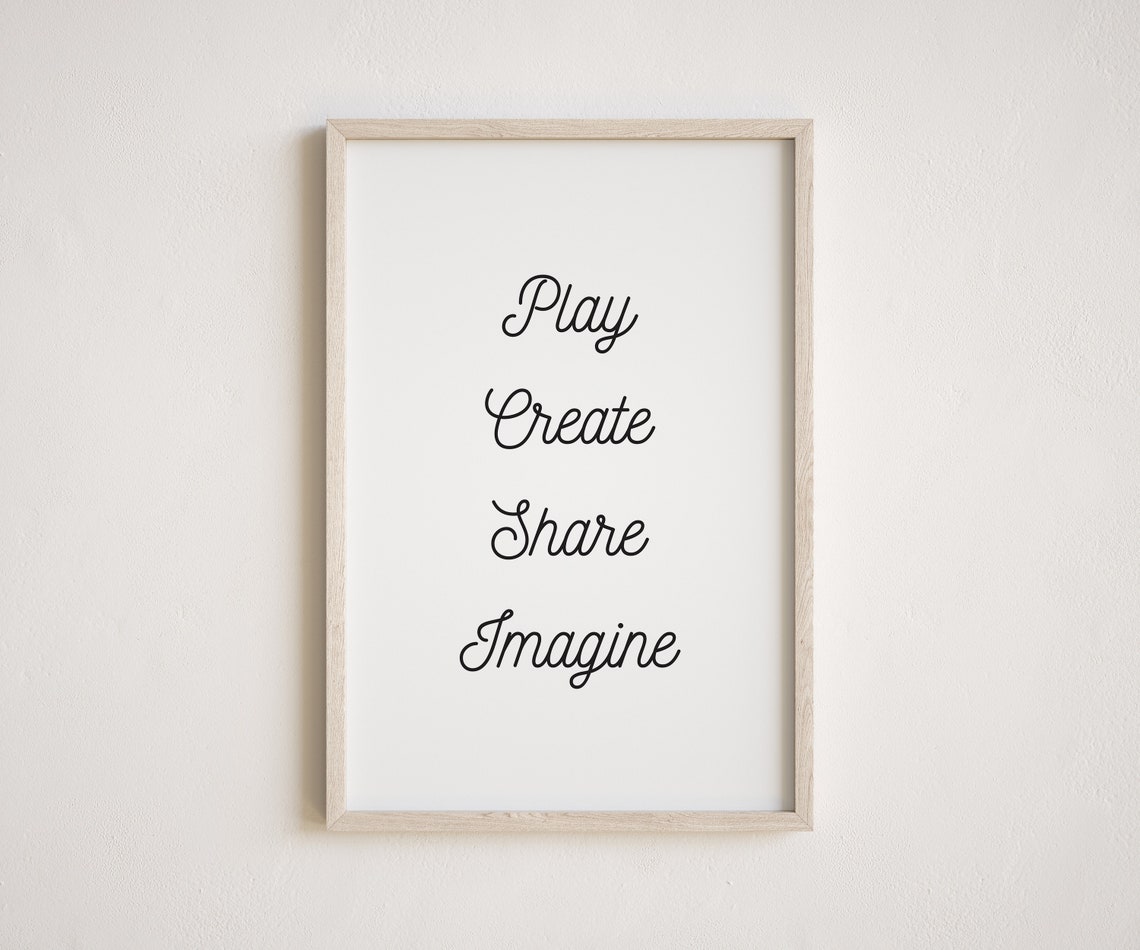 Play Create Share Imagine Script Classroom Wall Decor Poster