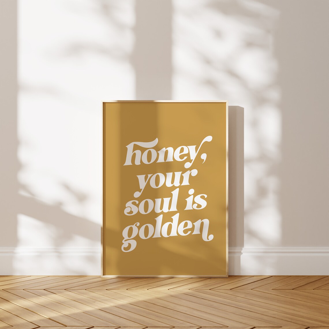 Honey Your Soul Is Golden Boho Girls Wall Art Mustard Yellow Nursery Print Positive Kids Wall Art Boho Room Decor Retro Girls Poster - Image 2