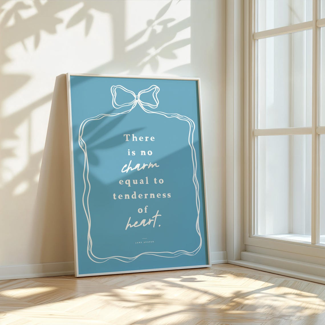 Jane Austen Tenderness of Heart Quote Poster in Blue Coquette Style - Image 2