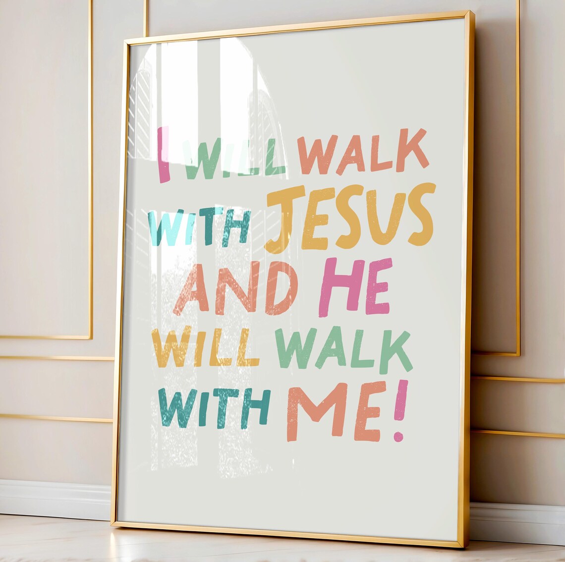 I Will Walk With Jesus Christian Nursery Art Print - Image 3