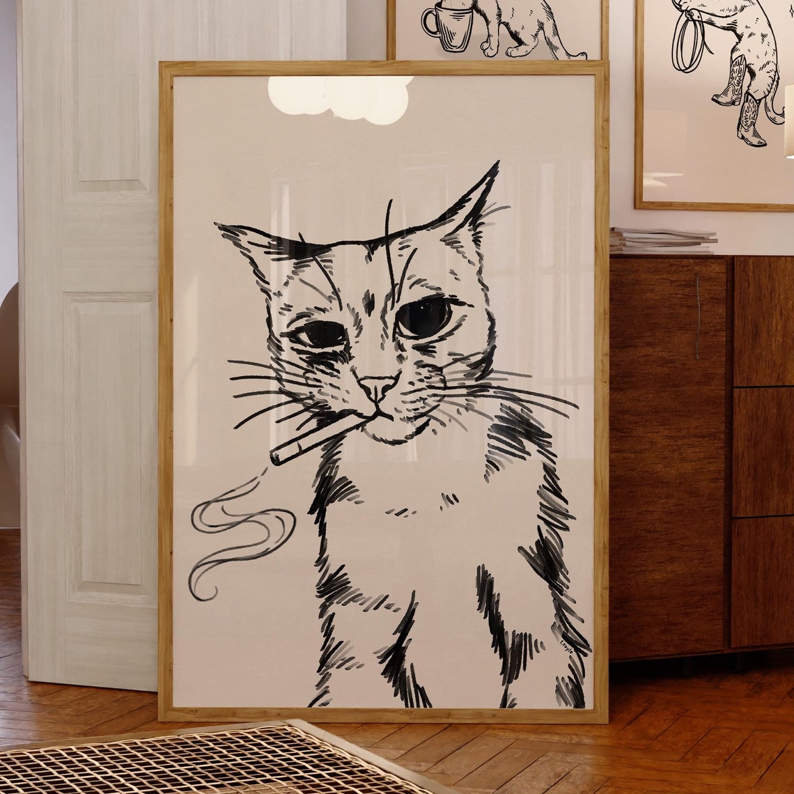 Smoking Cat Travel Poster