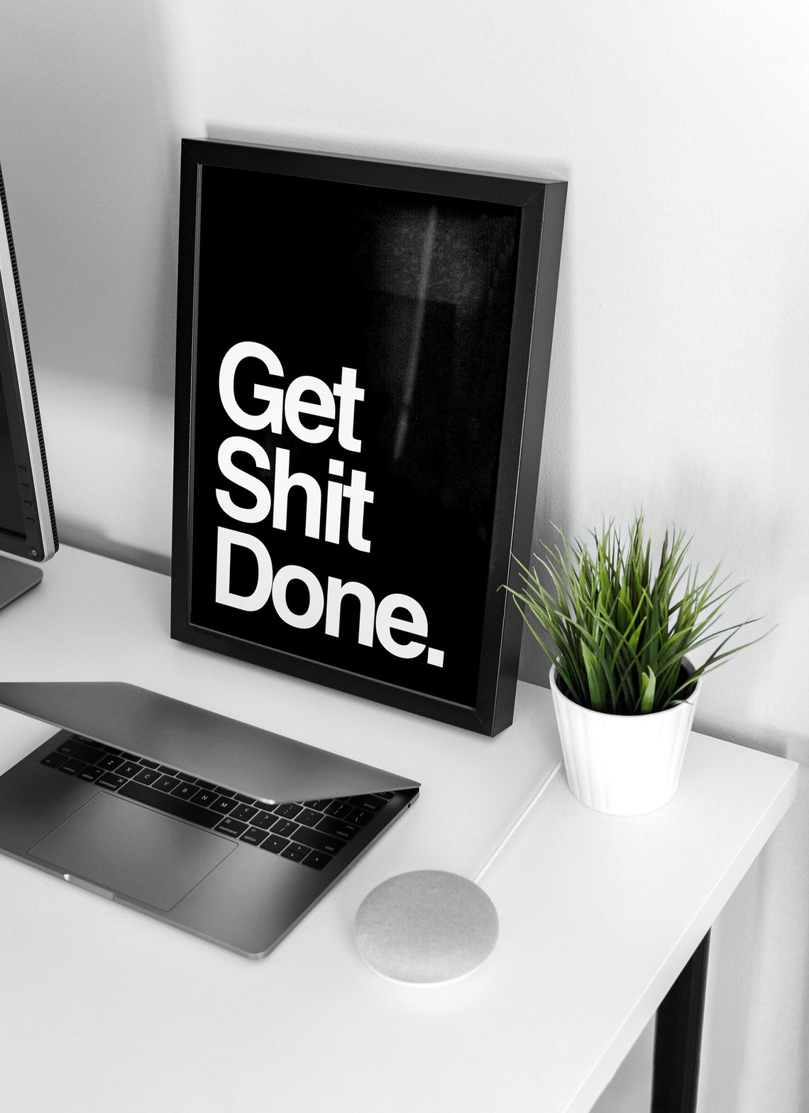 Get Shit Done Bold White Text On Black Motivational Quote Poster - Image 7