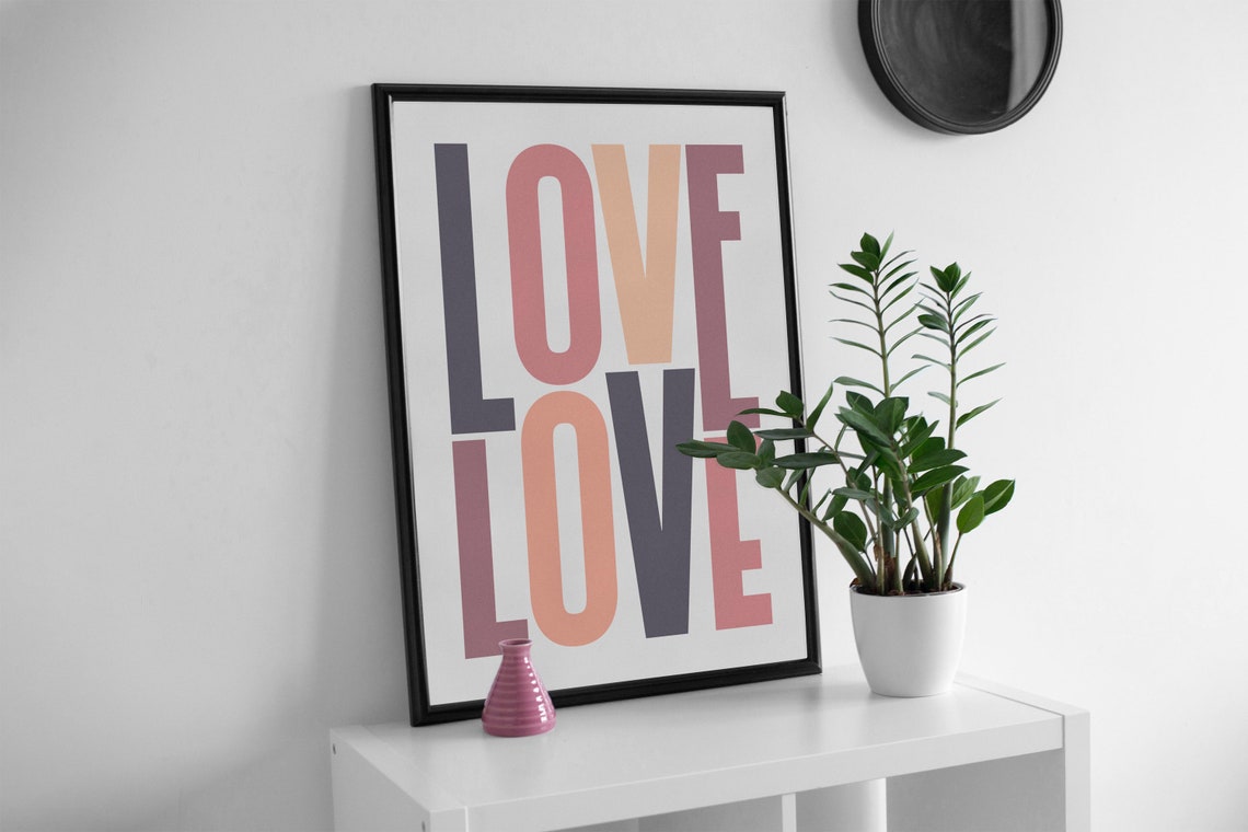 Love Typography Art Soft Pastel Stacked Letters Wall Decor Poster - Image 5