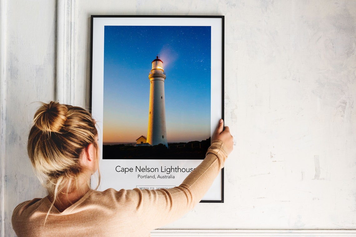 Lighthouse Poster Lighthouse Print Lighthouse Wall Art Cape Nelson Lighthouse Poster Coordinate Poster Office Decor Modern Home Wall Art - Image 5