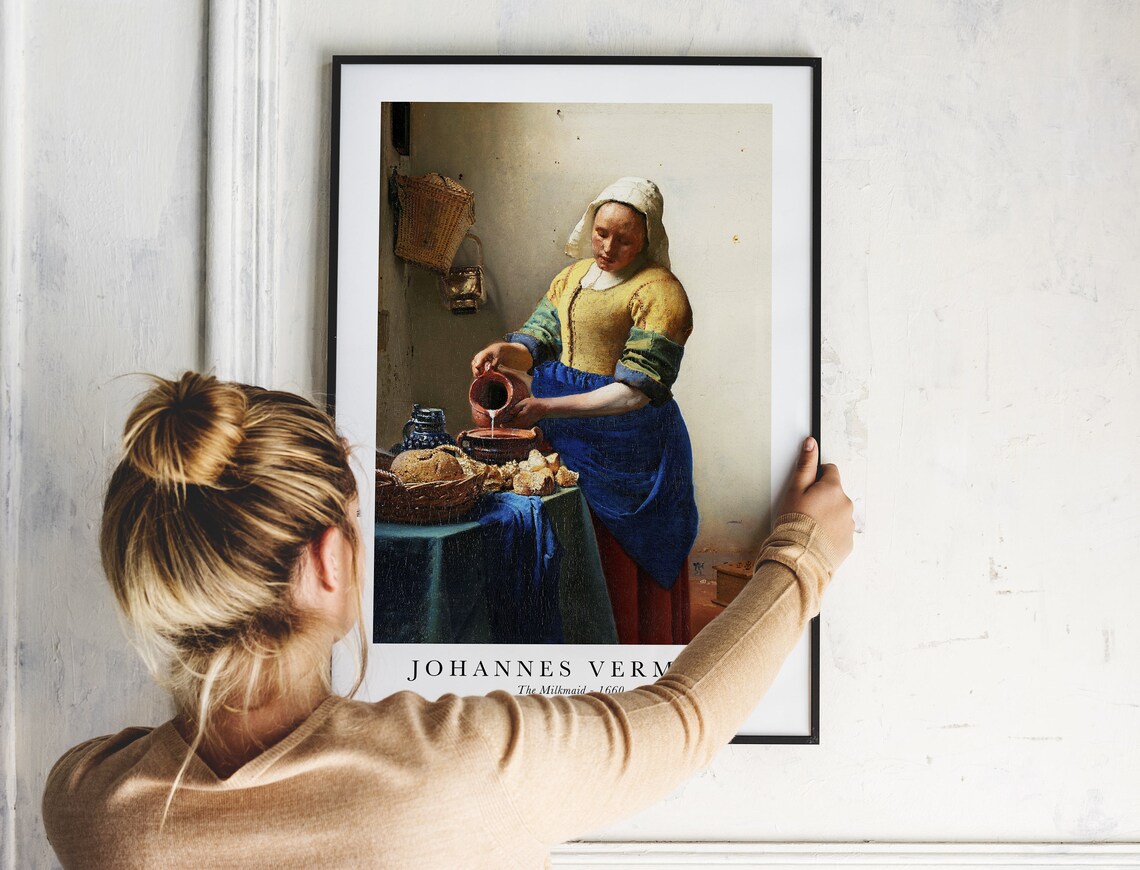 Johannes Vermeer The Milkmaid 1660 Classic Art Reproduction Poster - Image 3