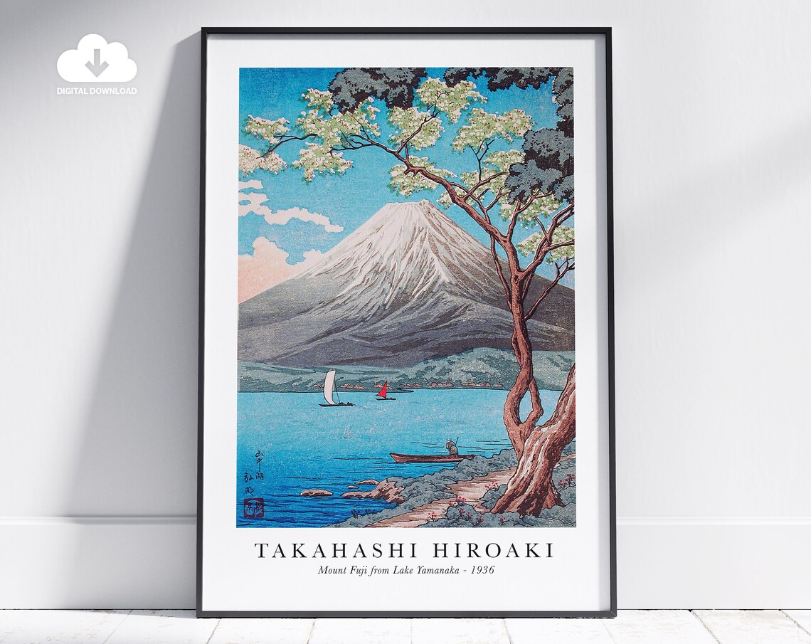 Takahashi Hiroaki Mount Fuji from Lake Yamanaka 1936 Woodblock Poster