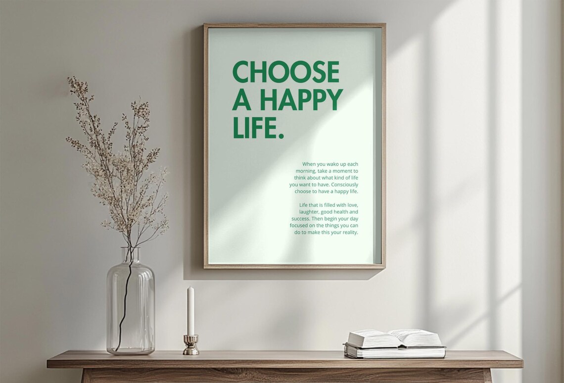 Choose A Happy Life Quote, Motivational Modern Decor - Image 3