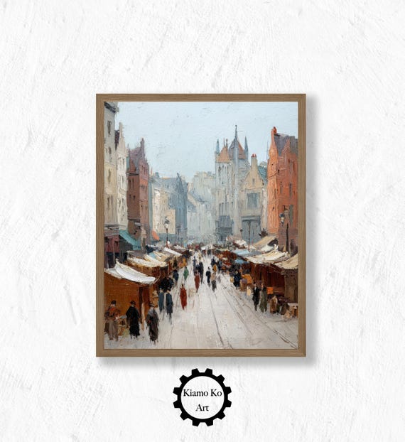 Urban Street Scene Art Print Vintage Fire Escape Decor Moody Wall City Life Home