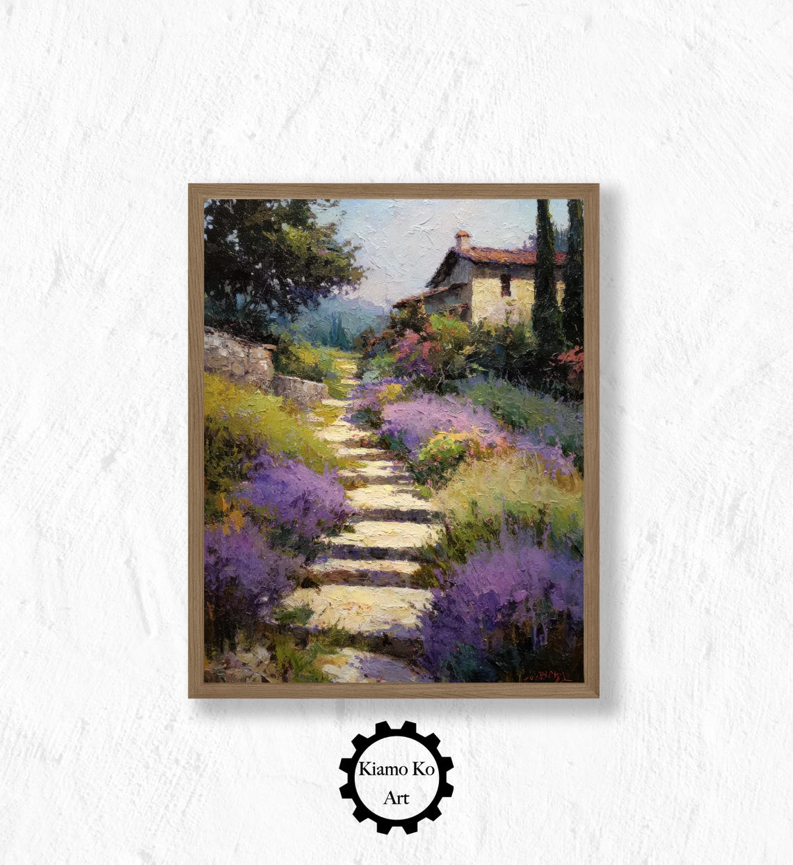 Lavender-Lined Garden Path Leading To A Mediterranean Villa Poster