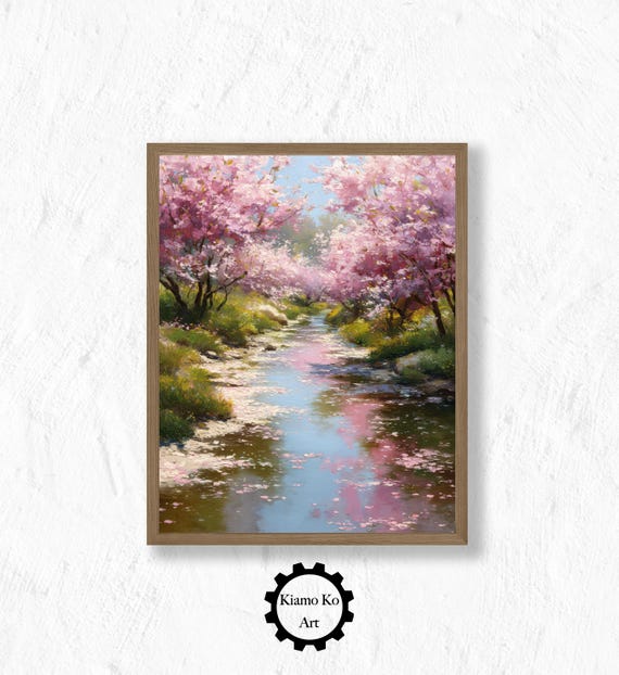 Cherry Blossom Art Print Vintage Floral Decor Japanese Sumi Pnting Natureinspired Wall Home Gift