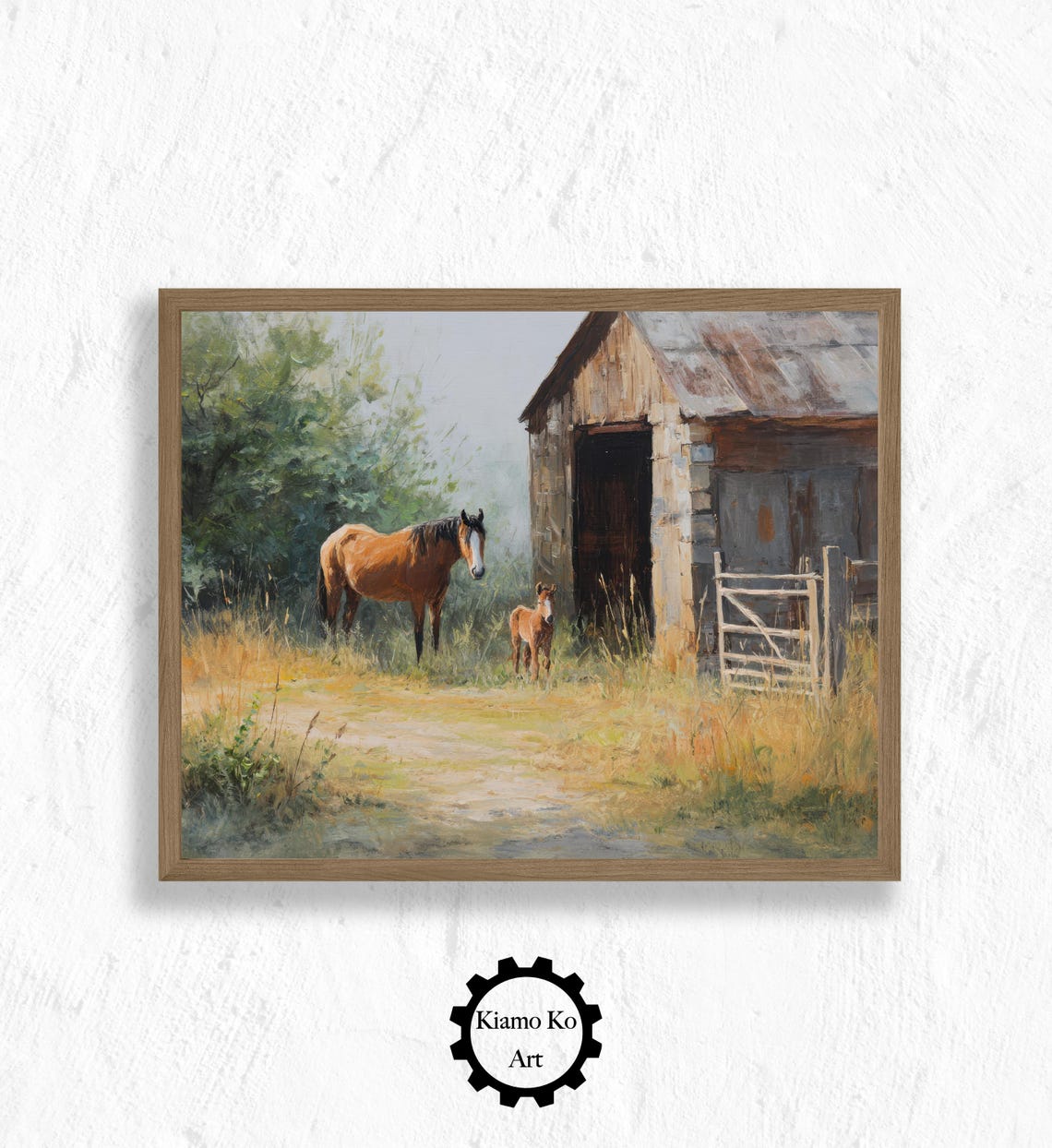 Horse and Foal by Weathered Barn Tall Grass Country Art Poster