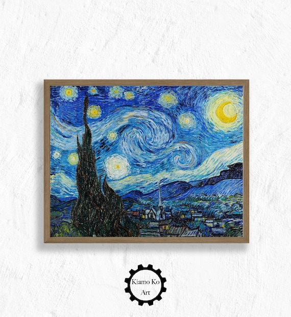 Starry Night Vincent van Gogh 1889 Famous Swirling Sky Classic Poster