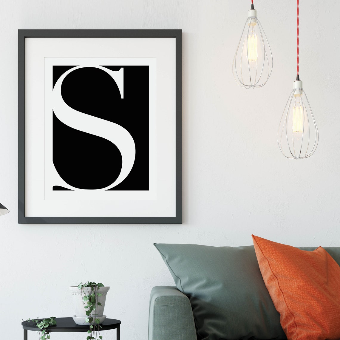 Letter S Boho Monogram Minimalist Initial Digital Print Download Art - Image 2