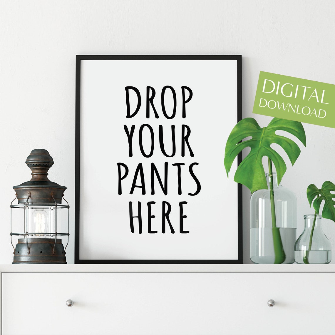 Drop Your Pants Here Funny Laundry Room Sign Quote Art Poster
