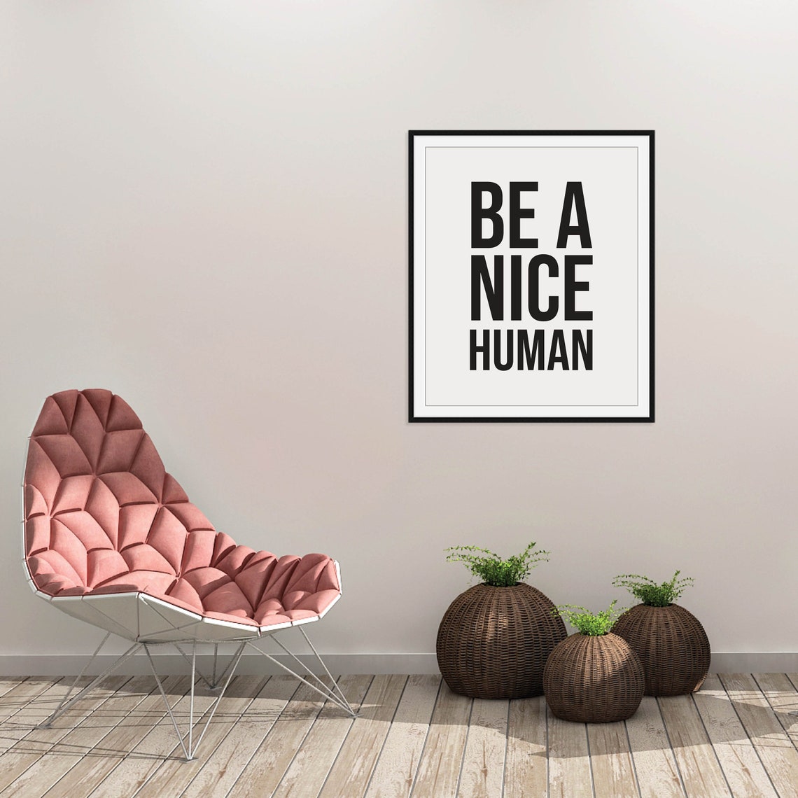 Be A Nice Human Bold Black Modern Minimalist Typography Quote Print - Image 2