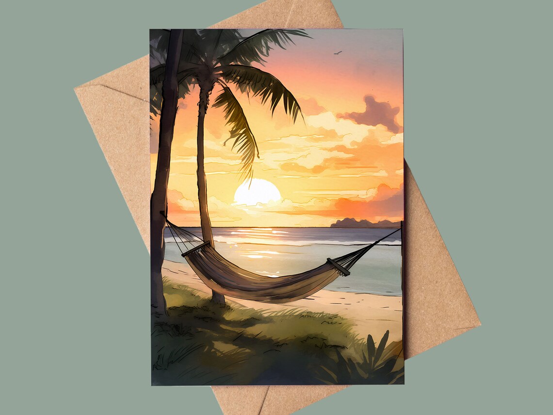 Hammock Island European Town Birthday Watercolour Art Print
