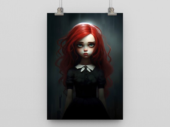 Red Headed Spooky Girl Gothic Inspired Art Dark Halloween Print