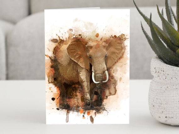 Elephant Birthday Card Animal Lover Personalised Cute Greeting